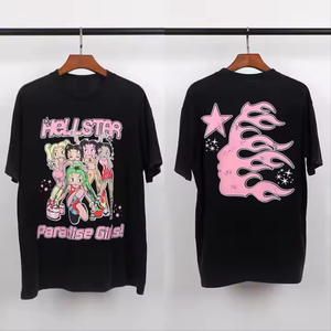 เสื้อยืดคอกลมแขนสั้นสีดำสำหรับผู้ชาย พิมพ์ลายด้านหน้า สไตล์สตรีท ผ้าเจอร์ซีย์ถัก ทรงปกติ ผ้าโพลีเอสเตอร์ 100% - Product Image 2