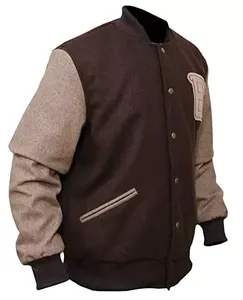 High Quality Black Camouflage Eco-Friendly Waterproof Breathable Spring Canvas Varsity Jacket Crew Neck <b>Covered</b> <b>Buttons</b> - Product Image 4