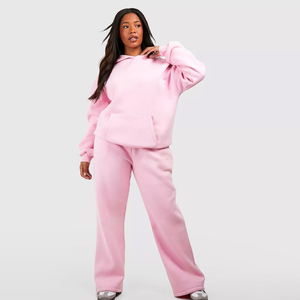 Conjunto Deportivo de Invierno para Mujer Talla Grande, Sudadera con Capucha y Pantalones Deportivos Acampanados con Estampado, Ropa Deportiva para Mujer - Product Image 1