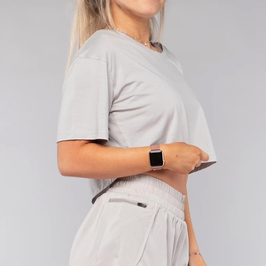 Crop top pour femmes à manches courtes en coton et polyester de qualité supérieure, vêtements décontractés, fournisseur en gros de crop tops pour femmes - Product Image 3