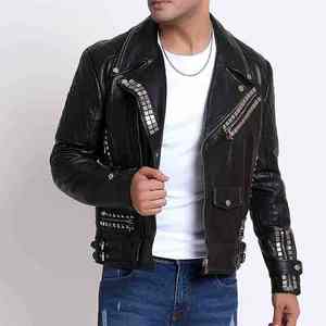 Chaqueta de Cuero Negra para Hombre, Estilo Casual, Invierno, Cuello Alto, Lona Transpirable, Cierre de Cremallera, Color Liso, Marca SOLID INTERNATIONAL - Product Image 4