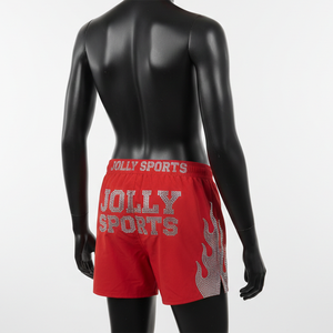 Shorts de Baño para Mujer, Tela de Natación de Nailon y Poliéster de Alta Calidad, 120 GSM, Panel Rojo con Diseño de Llama, Logotipo Personalizado con Hotfix - Product Image 5