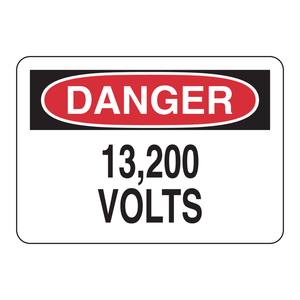 Letrero de Aluminio de Alta Tensión de 13,200 Voltios para Áreas de Alto Voltaje en Interiores/Exteriores - Product Image 1