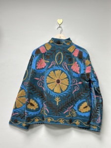 Floral Suzani Embroidery Breathable Quilted <b>Jacket</b> Vintage Style Cotton Winter Coat <b>Hippie</b> Bohemian Outerwear O-Neck Pocket - Product Image 2