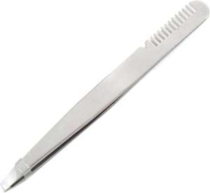 Pinzas 2 en 1 con Punta Inclinada y Peine para Cejas, Acero Inoxidable, Reutilizables, Duraderas, Herramienta de Doble Uso, Precisión, Punta Angulada de 25 Grados para Cejas - Product Image 2