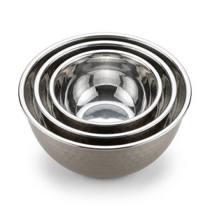 Handmade 26 cm Satin and <b>Mirror</b> Set Three Sangam Hammered Nesting Mixing Bowl SS304 SS <b>Boxed</b> Home Decor From 'H' - Product Image 3
