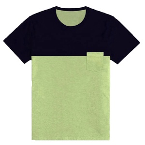 Nueva Camiseta de Cuello Redondo para Hombre con Bloques de Color, Manga Corta, Corte Regular, 100% Algodón Tejido, Estilo Casual, Diseño con Bolsillo y Ribete en Contraste - Product Image 2