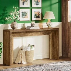Consolle da 55 pollici in stile rustico con contenitore, tavolo da divano in legno per ingresso - Product Image 3