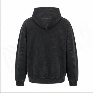 เสื้อฮู้ดผู้ชายสีดำ ผ้าฝ้ายเฟรนช์เทอร์รี่ มีกระเป๋าหน้า สวมใส่สบายๆ สำหรับฤดูใบไม้ร่วง ทรงปกติ - Product Image 2