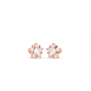 Aarinya Boucles d'oreilles clous en or 9K certifiées IGI, motif floral, diamant, style Centurion, minimalistes, avec pétales sertis, pour femme, cadeau, fête - Product Image 6