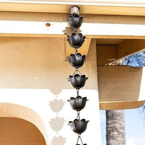 Chaîne de pluie en métal avec maillons en fer durables, conçue pour une décoration extérieure longue durée et une gestion de l'eau. - Product Image 4