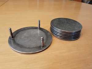 Stylish Hammered Design <b>Silver</b> Floral Metal Drink Coaster Set With Decorative Holder For <b>Coffee</b> <b>Table</b> Bar And Festive Decor - Product Image 6