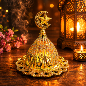 Quemador de Incienso de Latón Macizo de Primera Calidad, Porta Incienso Árabe Oud, Decoración Aromática para el Hogar y Hotel, Regalo de Ramadán y Eid para la Sala de Estar - Product Image 5