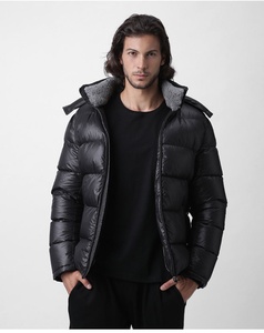 Wholesale Custom Logo Men's Glossy Shiny Puffer Jacket Winter <b>Warm</b> Hooded Down <b>Coat</b> <b>Waterproof</b> Windproof Quilted Puffer Jacket - Product Image 6