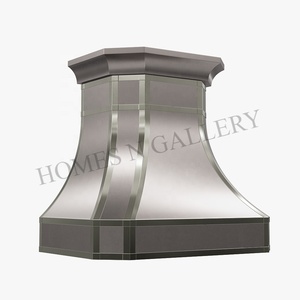 Campana extractora moderna montada en la pared, latón eléctrico de acero inoxidable cepillado hecho a mano para cocina doméstica abierta, diseñada para cocina moderna - Product Image 4