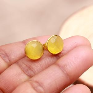 Pendientes de cuarzo Monalisa amarillo natural, pendientes de oro vermeil para bodas, para proveedores mayoristas - Product Image 4