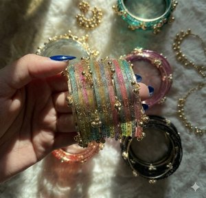 Elegant Raindrop Design Kashmiri <b>Bangles</b> <b>Set</b> Trendy Traditional Ethnic Jewelry Crystal Stone Imitation Pearl Bridal Wedding - Product Image 4