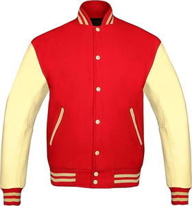 <b>Mens</b> Slim Zipper Pu Varsity Bomber Jacket With Leather Sleeve Winter Coat In Black - Product Image 1