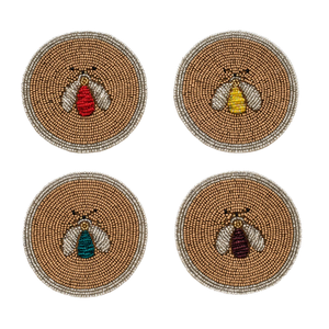 Chic Bohemian Premium <b>Beaded</b> Glass <b>Coasters</b> Handmade in India Durable Bar Accessories - Product Image 2