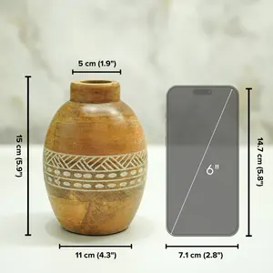 Mini vase en bois finition naturelle, objet décoratif compact, parfait pour les espaces étroits, les étagères, les bureaux, la maison, le bureau, style moderne rustique - Product Image 3