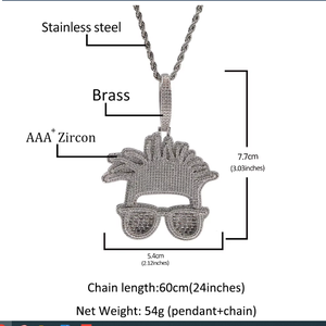 Collier chaîne en acier inoxydable plaqué or rose avec pendentif dreadlocks AAA, bijoux hip-hop pour homme, idéal pour les fêtes - Product Image 1