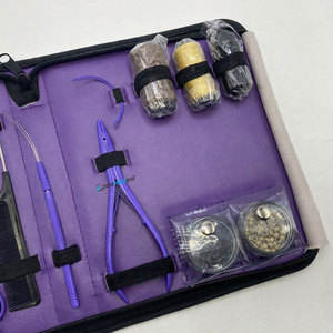 Hair <b>Extension</b> Plier 3mm Hole For <b>Beads</b> Wholesale Purple Surgical Grade Stainless Steel Hair <b>Extension</b> Tools Kit Set - Product Image 3