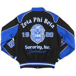 Zeta Phi เสื้อแข่งเซ็นเทนเนียลสีดำผู้หญิงแจ็คเก็ตนักแข่งรถ1920 zpb ปักลาย sorority เสื้อนอกพรีเมี่ยม - Product Image 2