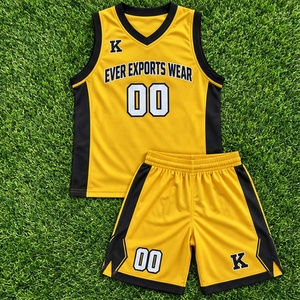 Uniforme de Baloncesto de Alta Calidad 100% Poliéster, Uniforme de Baloncesto Personalizado por Sublimación para Hombre, Conjunto de Jersey con Cuello en V y Pantalones Cortos de Malla Amarilla - Product Image 4