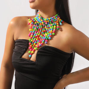 Collier de perles irrégulières en résine faites à la main, multicolores, bijoux de mode, artisanat moulé, pour femmes et filles - Meilleures ventes - Product Image 5