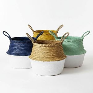 Handwoven Seagrass <b>Foldable</b> Storage <b>Baskets</b> Handles Eco-Friendly Natural Clothing Organizer for Home Decor Laundry Wholesale - Product Image 3