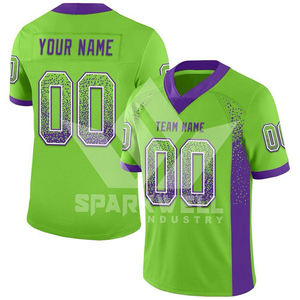เสื้อฟุตบอลอเมริกันชายสีดำขาวแบบกำหนดเอง คอวี แขนสั้น พิมพ์ลายแบบซับลิเมชั่น โพลีเอสเตอร์ 100% ระบายเหงื่อได้ดี ชุดทีม - Product Image 4