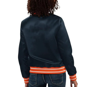 Veste en satin streetwear de haute qualité pour femme, manches longues, col montant, fermeture éclair, finition contrastante - Product Image 6