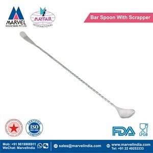 Factory Wholesale Long Handle Stainless Steel Chrome Finish Mirror Surface Eco-Friendly Cocktail <b>Spoon</b> Spiral Pattern for - Product Image 2