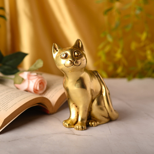 Figura Decorativa de Gato en Metal Dorado, Estatua Decorativa para el Hogar, Adorno de Mesa, Regalo y Decoración de Interiores de Lujo - Product Image 6