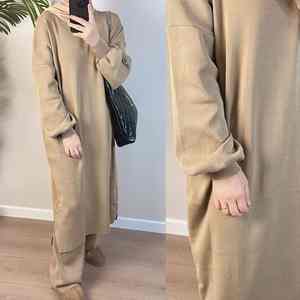 Abaya Musulmana Moderna Informal de Lujo con Mangas Acampanadas para Mujer, Estilo Dubái, Ropa Islámica Modesta para Uso Diario, Largo hasta el Suelo, Cuello Barco - Product Image 2