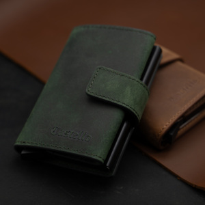 [Bargain Item] Top Quality Castello Crazy Horse Leather <b>RFID</b> Aluminum Card Case Smart <b>Wallet</b> Men's Slim 9 Colors - Product Image 5