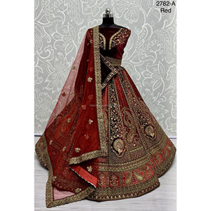 Collections de velours de vêtements de mariée indiens pour la mariée avec le travail de Zarkhan par Fabzone - Product Image 4