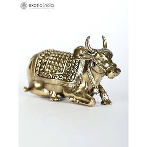 Statue en laiton Nandi faite à la main de 4 pouces Vahana superfine de Seigneur Shiva plusieurs tailles pour la décoration intérieure et le temple fabriqué en Inde - Product Image 4