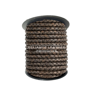 Cordón de Cuero Trenzado Bolo Negro Mate Antiguo de 4mm, Cuerda de Cuero Vintage para Llaveros y Manualidades DIY - Product Image 4