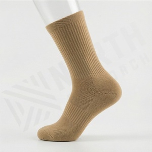 Crew <b>Socks</b> Solid Color Knitted Cotton Breathable Daily Wear Adults Spring Season Standard Thickness - Product Image 3