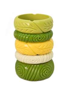 Brazalete de resina hecho a mano con rayas negras y amarillas, forma redonda, para mujeres y niñas - Product Image 5