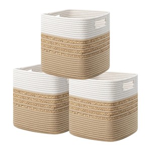 Cestas de Almacenamiento de Jacinto de Agua de Algodón Hechas a Mano en Beige Natural, las Más Vendidas, Organizador de Armario Sostenible, Proveedor Mayorista - Product Image 1