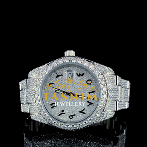 Montre sport pour homme en diamant VVS, verre arabe, plaqué or blanc, acier inoxydable, mouvement ETA, quartz tendance, pièce de monnaie, affaires - Product Image 1
