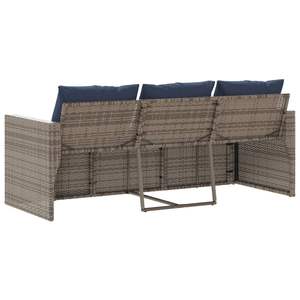 Canapé de jardin 3 places en rotin PE gris avec housses amovibles - Product Image 6