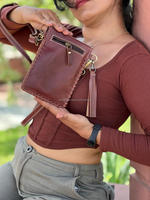 Nouveau Western fait à la main téléphone sac à main sac à main véritable fourrure de vachette usiné à la main sculpture sac à bandoulière petite taille sacs bracelet pochette sac à bandoulière
