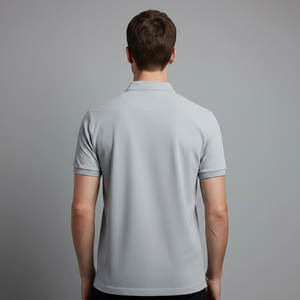 Camiseta polo para hombre OEM/ODM 100% algodón, corte ajustado, logotipo impreso DTF personalizado, secado rápido, manga corta, 3 botones. - Product Image 2