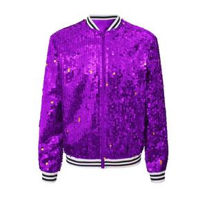 Veste universitaire à sequins pour homme, col montant, fermeture éclair, style décontracté, coupe régulière, légèrement extensible, en PU et polyester matelassé - Product Image 6