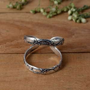 SHYAM JEWELRS Handmade 925 Sterling <b>Silver</b> Luxury Arthritis Finger Splint <b>Ring</b> | Oxidized Flower Design <b>Adjustable</b> Joint Support - Product Image 1