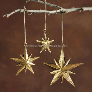 Adorno colgante de latón, diseño antiguo, decoración en forma de estrella doble, colgante de árbol de Navidad, soporte creativo de Metal hecho a mano - Product Image 3
