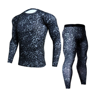 Ensemble de 2 pièces de vêtements de compression pour hommes, manches longues, respirant, pour la salle de sport et le fitness - Product Image 1